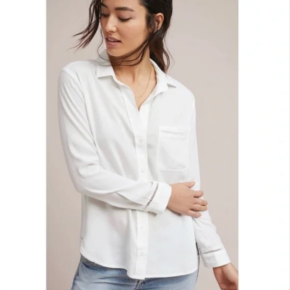 Anthropologie cloth & stone Button Down Collar Shirt - Lace Detail - Picture 7 of 7